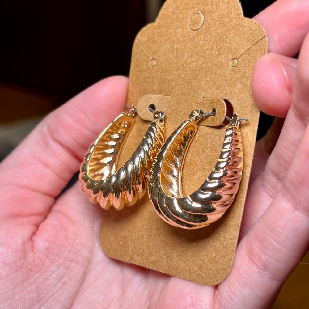 Gold Croissant Chunky Hoop Earrings – Hypoallergenic